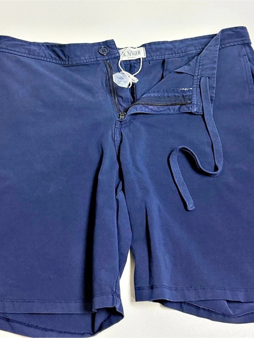 M. Singer Men's Flat Front Shorts in Blue Size XL